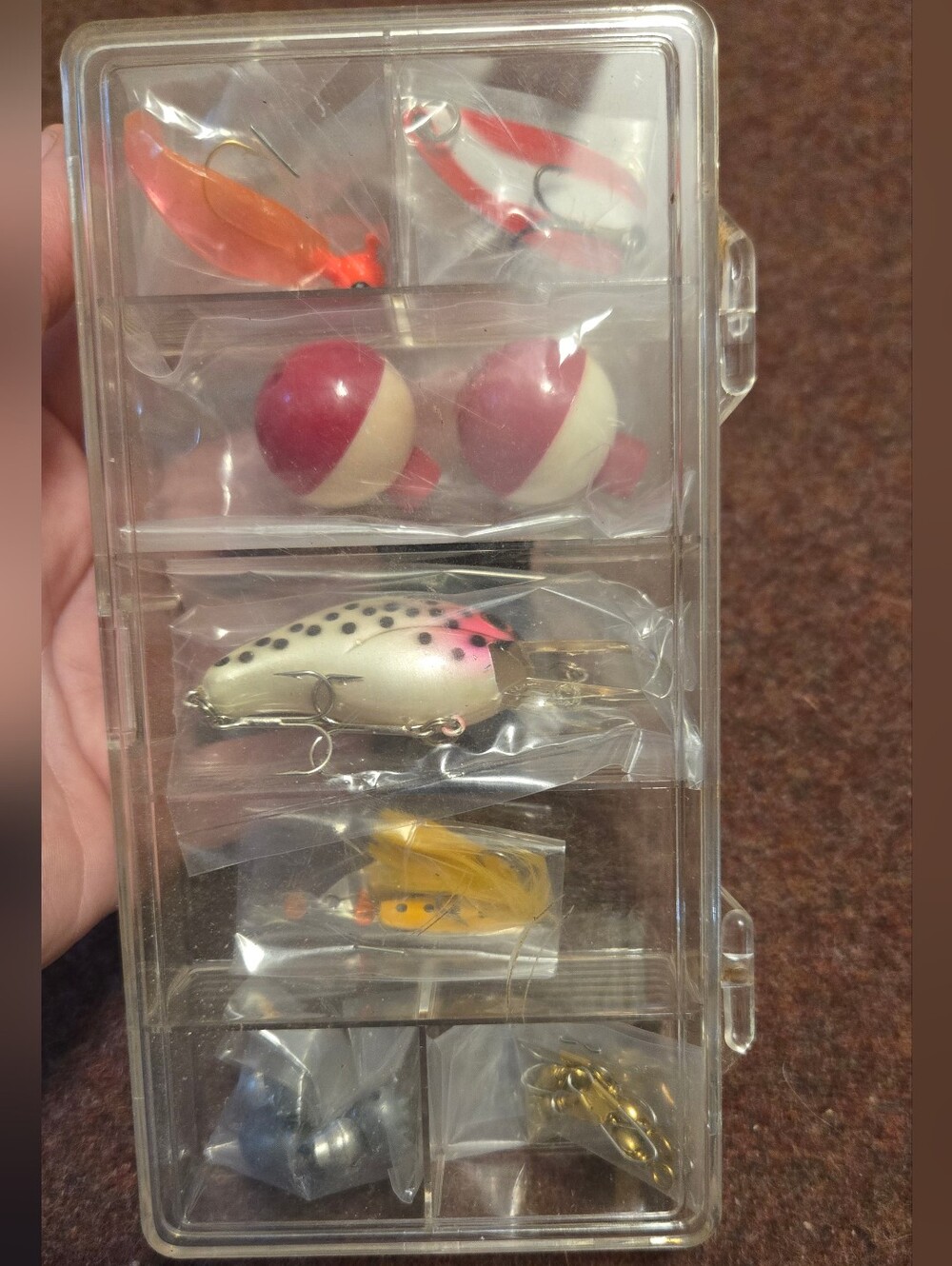 Vintage Starter Lure Fishing Kit Open Box Bobbers Box Gear